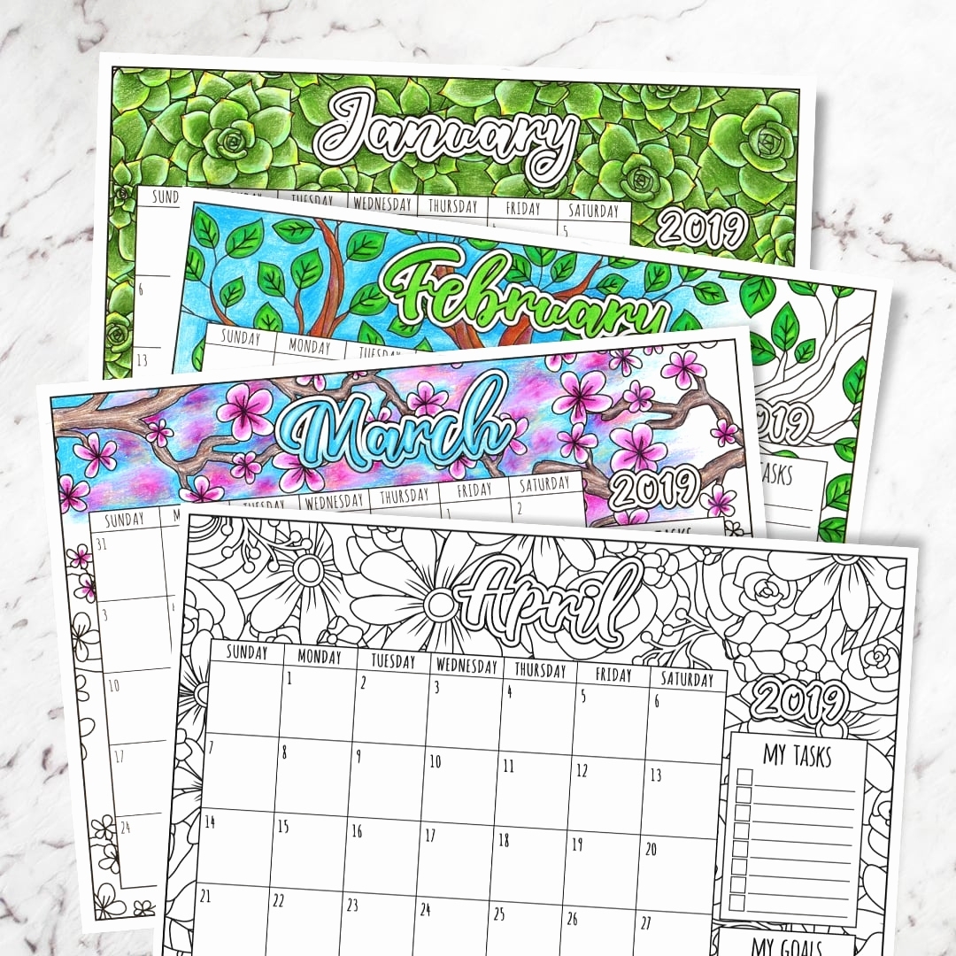 Awesome 35 Design Free Printable Calendar To Color | Rays-Store with Printable Coloring Calendar 2019-2020