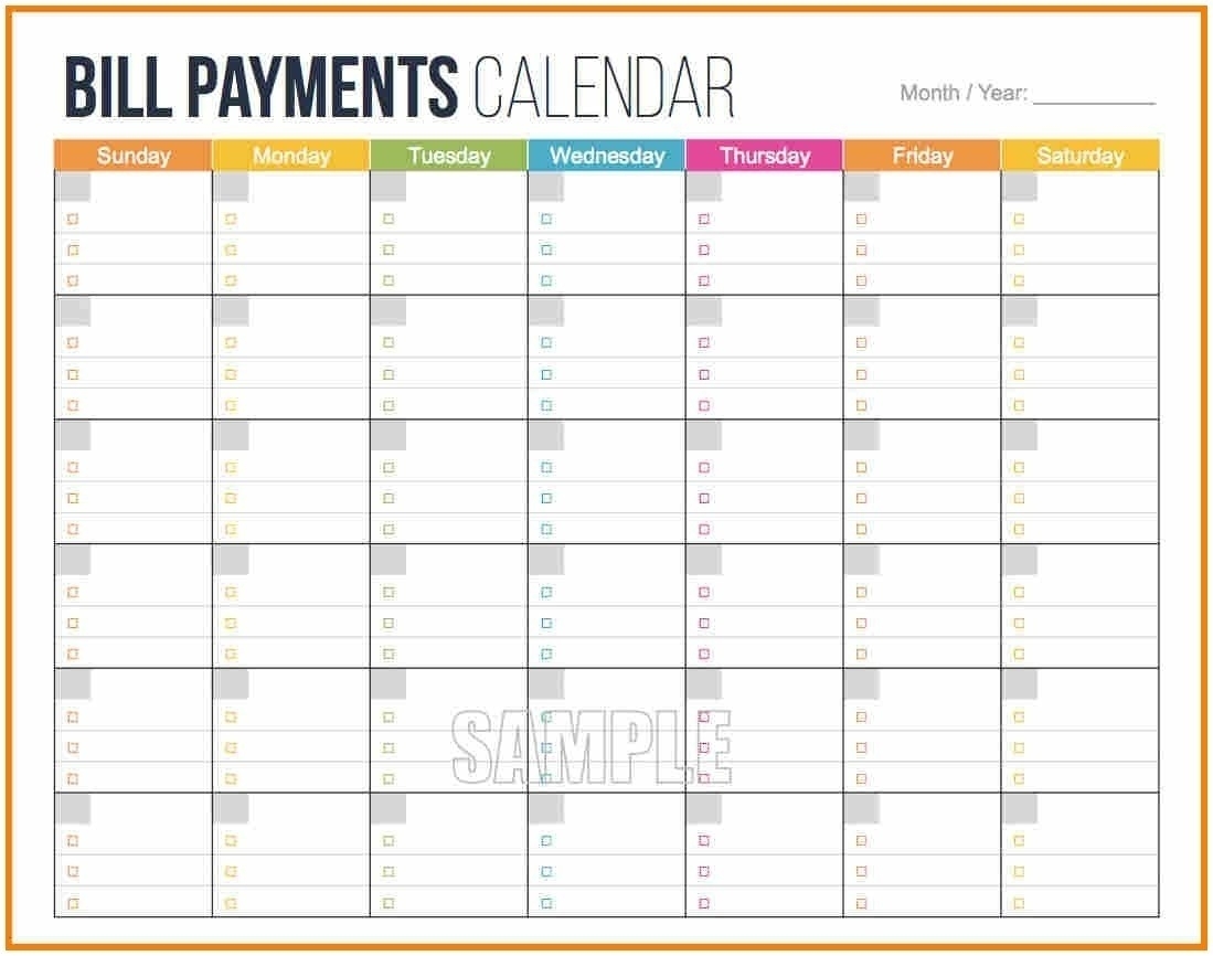 Bill Pay Template Nice Calendar Vignette Entry Level Resume Free throughout Printable Bill Payment Month Year