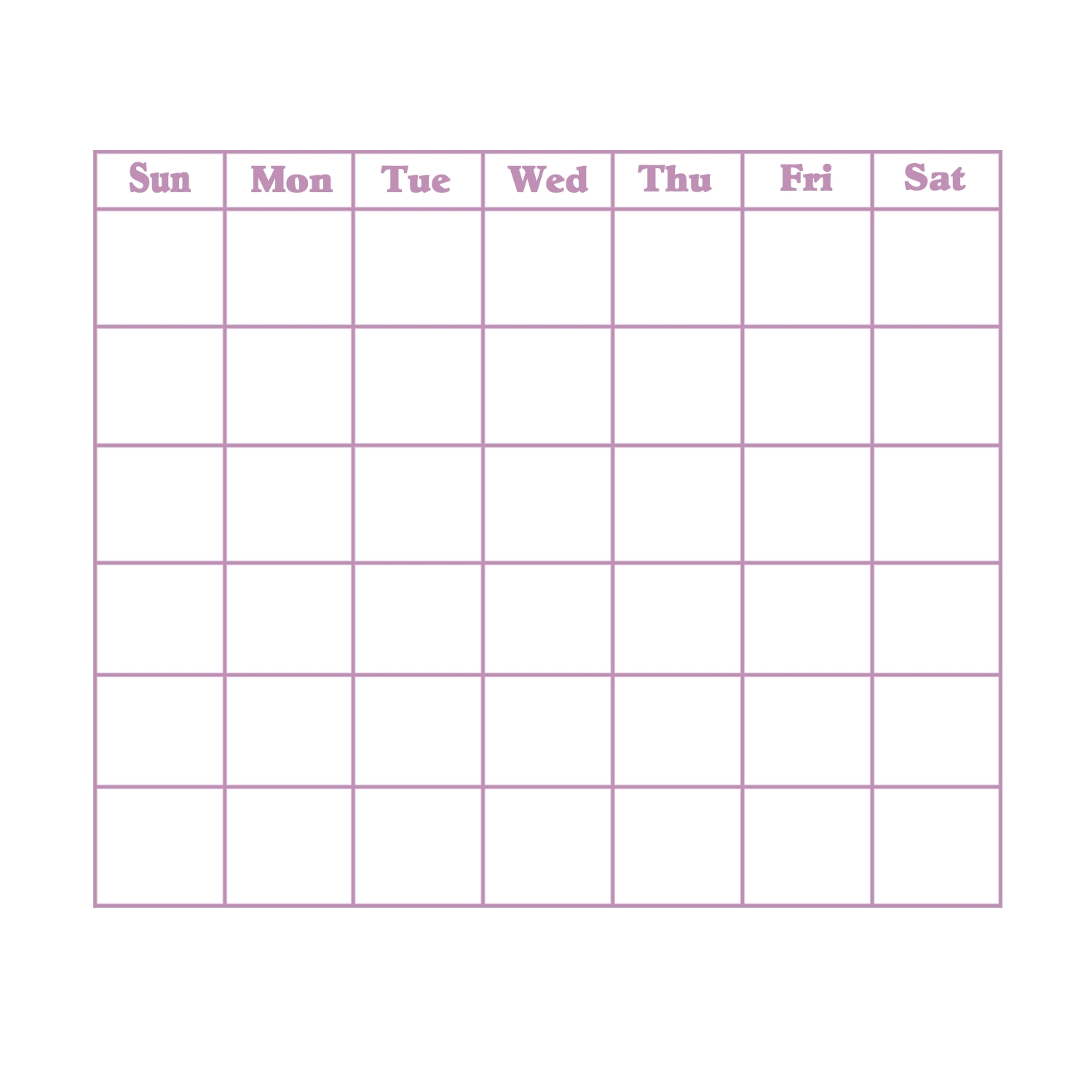 31 Day Blank Calendar Template