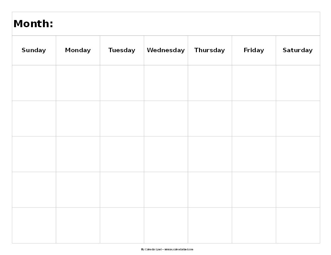 Blank 5 Week Calendar | Thekpark-Hadong throughout Free Printable 5 Day Calendar
