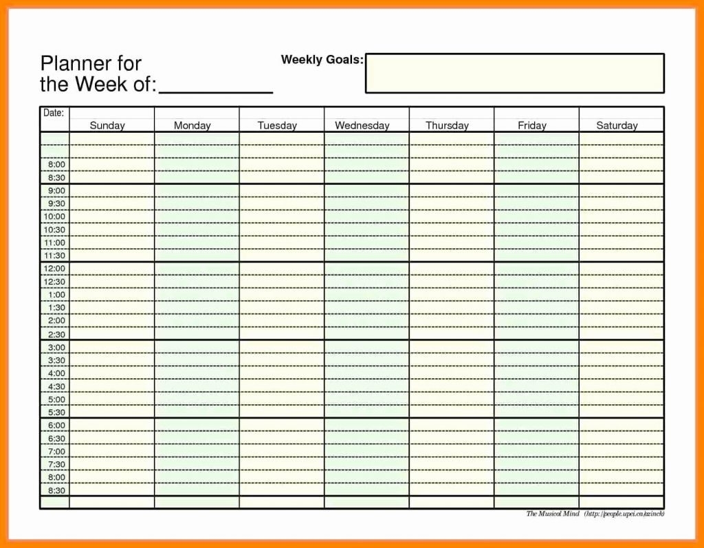 Blank Daily Schedule With Time Slots Calendar Printing Example for Daily Schedule With Time Slots