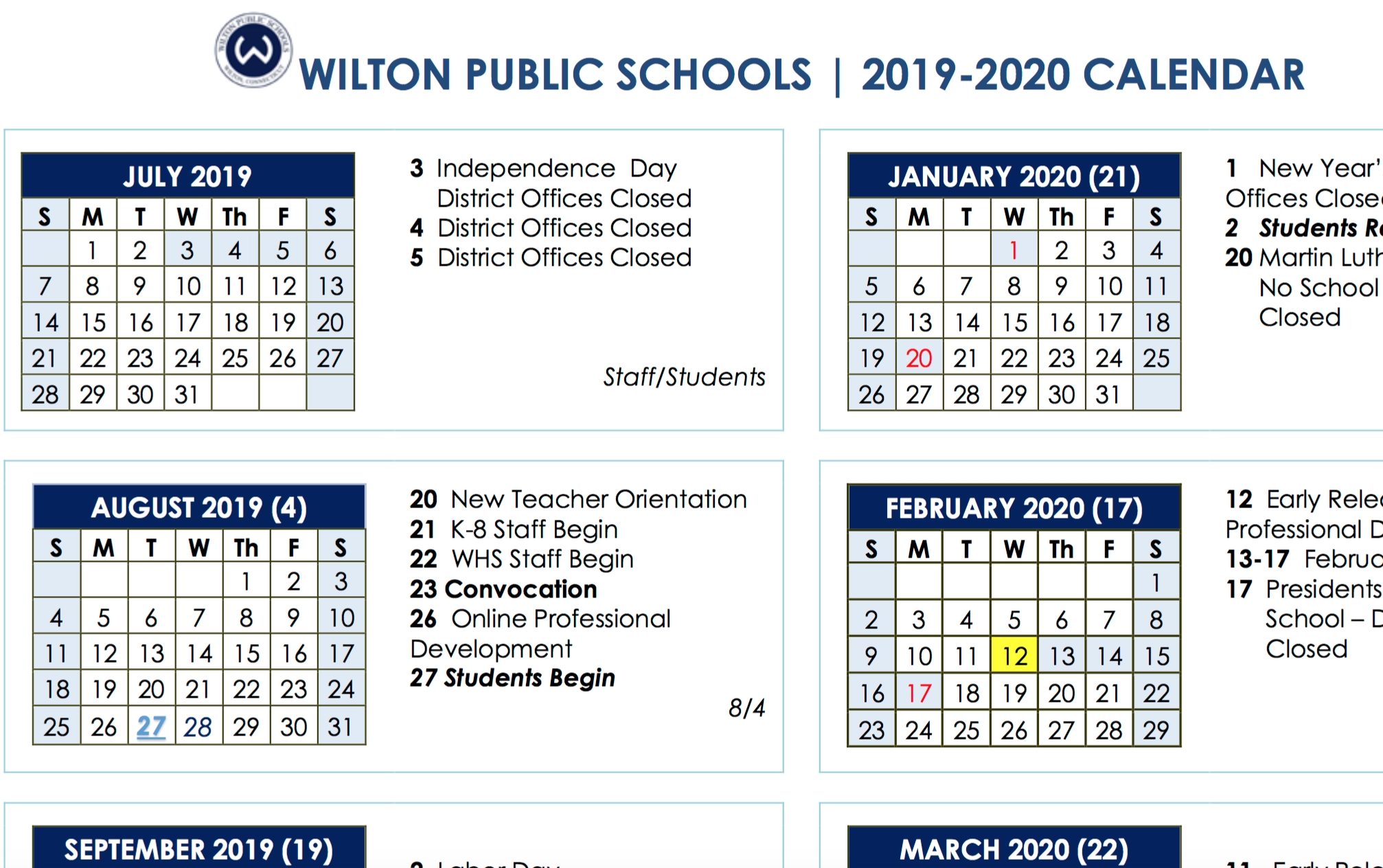 Board Of Education Approves 2019-2020 And 2020-2021 School Year in Special Days 2019-2020