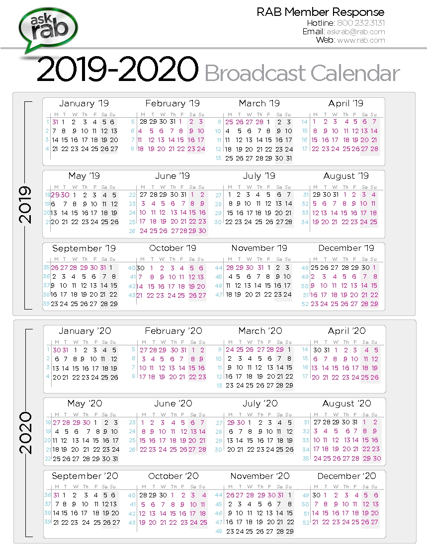 2024 Broadcast Calendar Printable