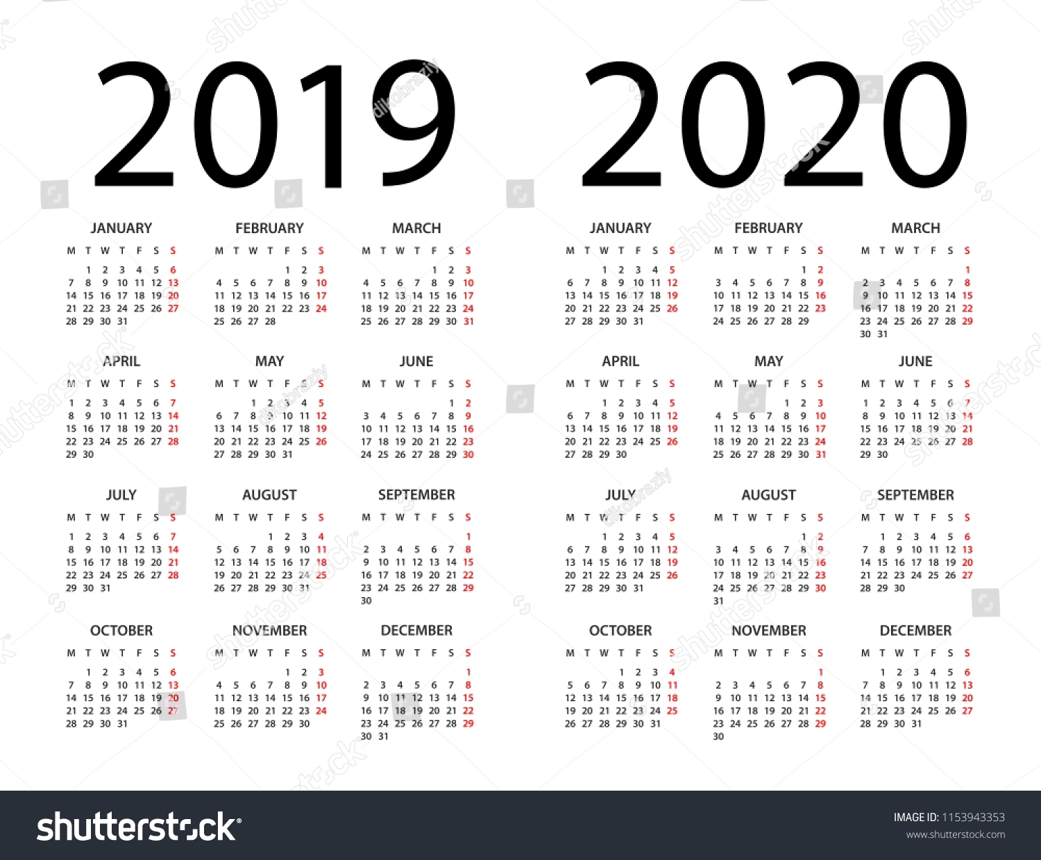 Calendar 2019 2020 Year Vector Illustration Stock Vector (Royalty intended for Calender September 2019 To August 2020