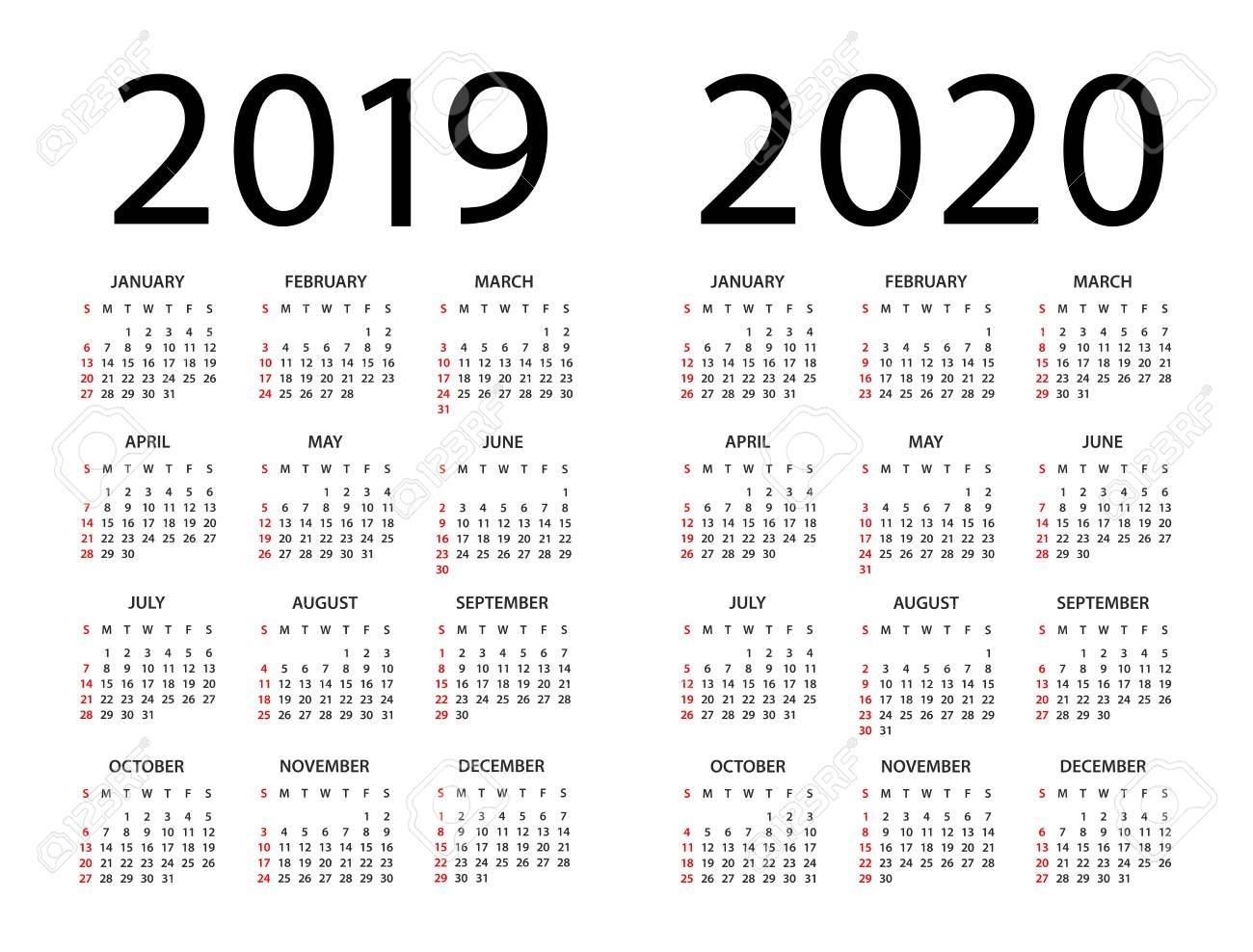 Calendar 2019 2020 Year - Vector Illustration. Week Starts On with regard to Week Count Calendar 2019-2020