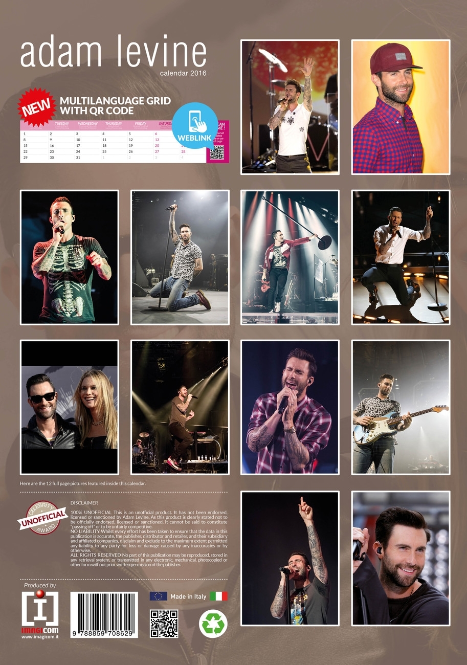 Calendar 2020 Adam Levine (Maroon 5) inside Maroon 5 Calendar 2020