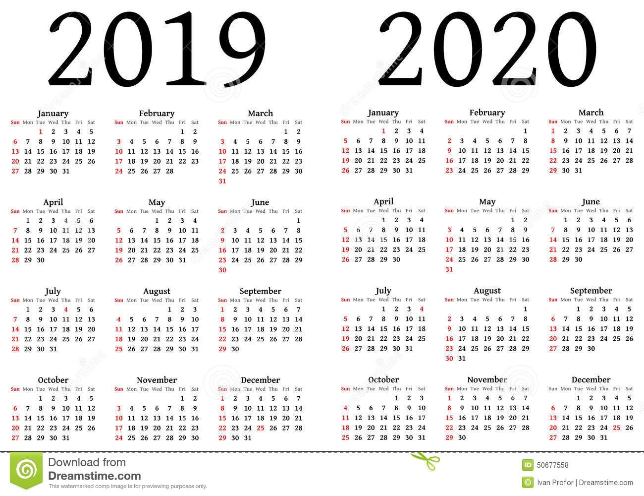 Calendar For 2019 And 2020 Stock Vector. Illustration Of Designers pertaining to Free Printable Calendar 2019-2020