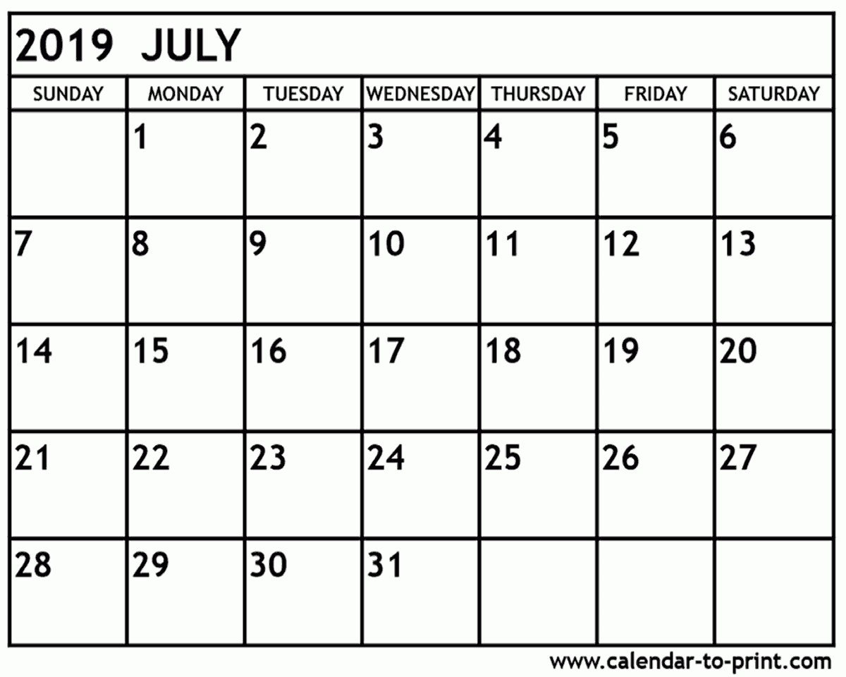 Calendar July 2019 To June 2020 | Template Calendar Printable in Calendar July 2019 - June 2020