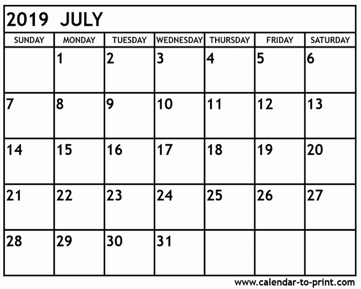 Calendar July 2019 To June 2020 | Template Calendar Printable inside Calendar July 2019-June 2020