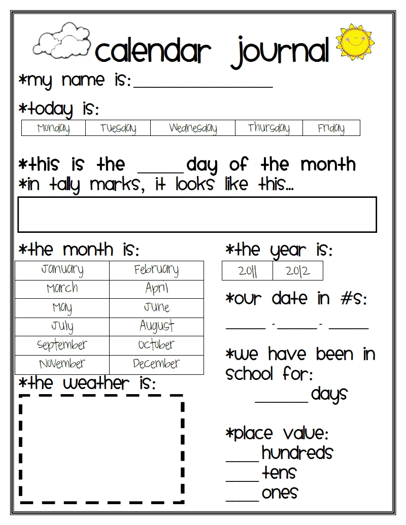 Calendar_Journal Pdf - Circle Day Of The Week And Month. Fill In within Days Of The Month Images