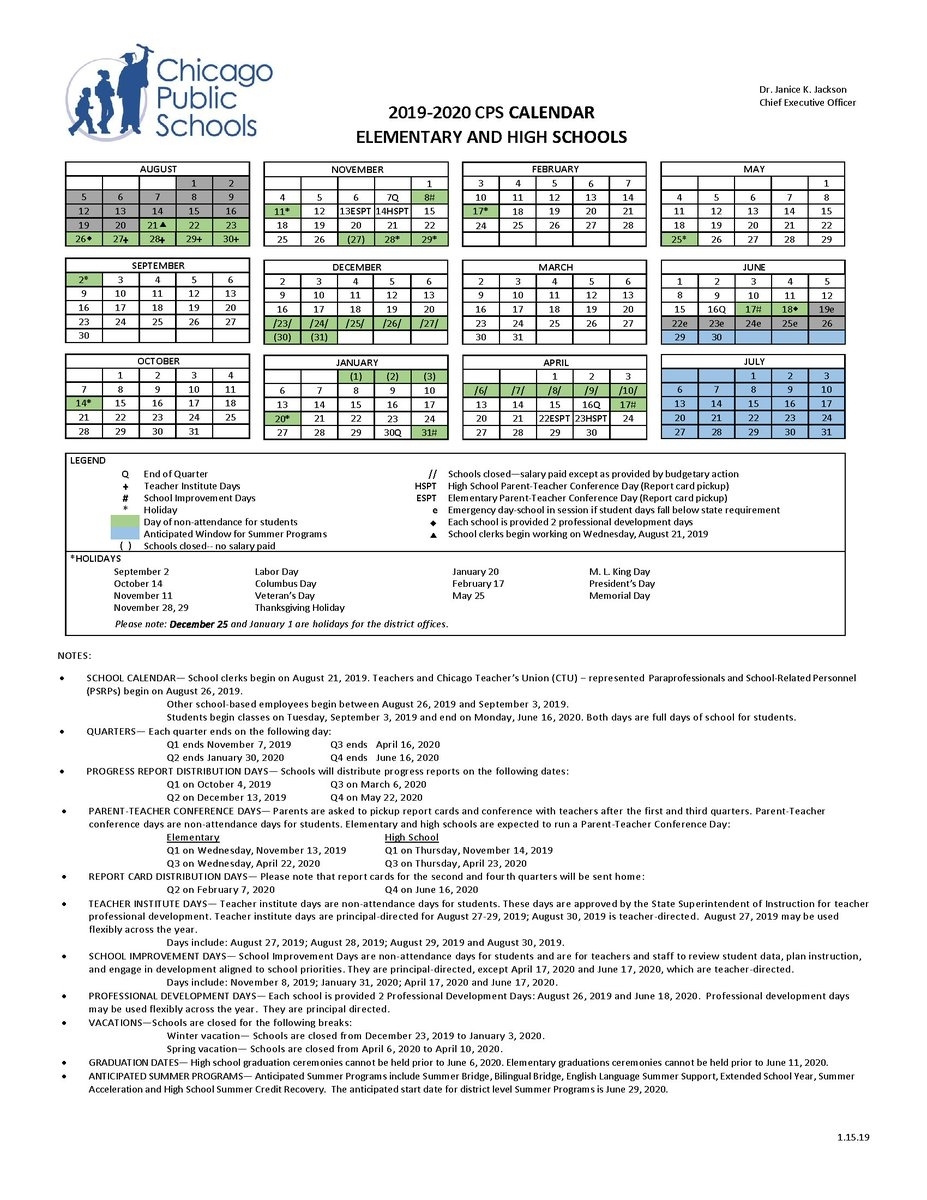 Chicagopublicschools On Twitter: &quot;the 2019-2020 School Year Calendar inside U Of C Calendar 2019/2020