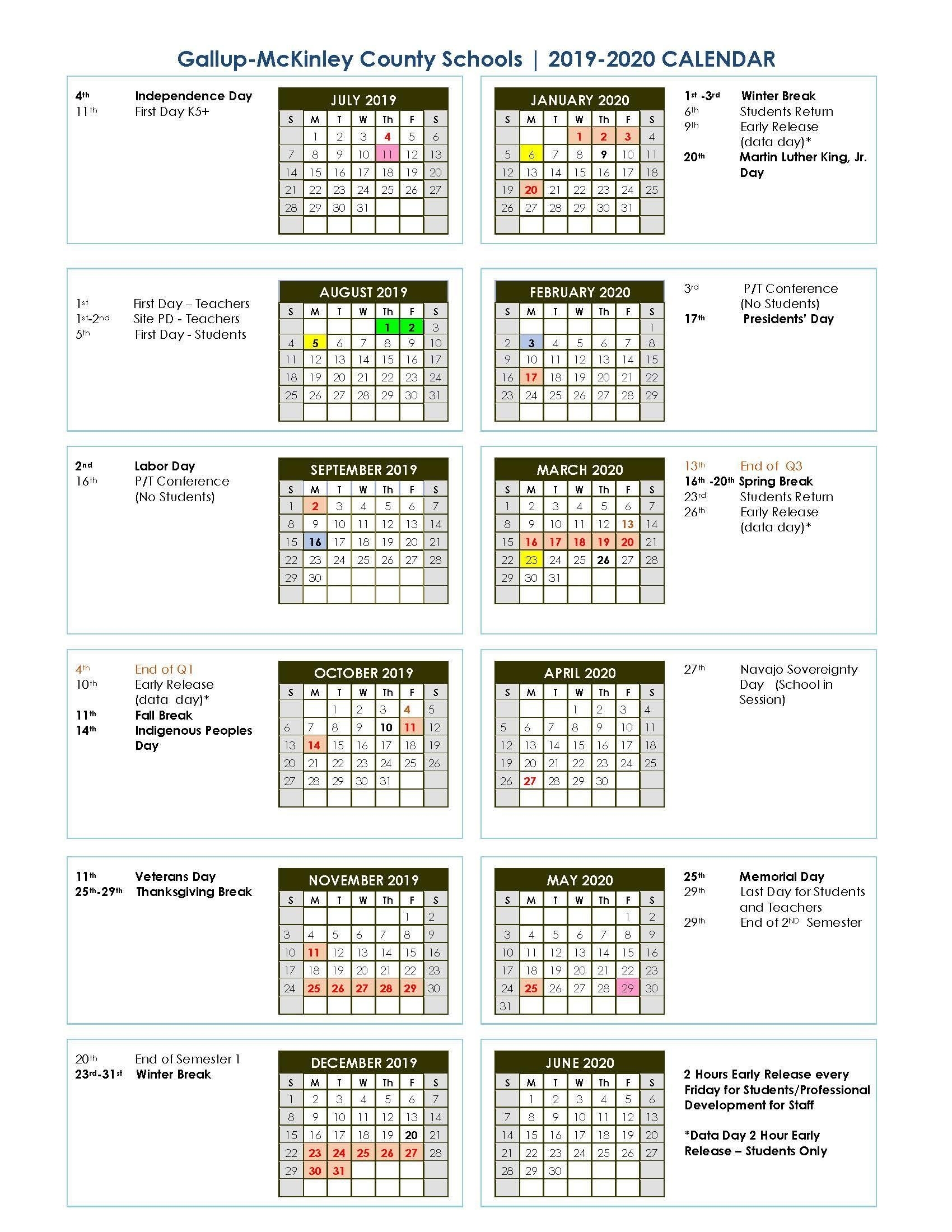 District School Year Calendar/graduation Dates – Parents – Gallup throughout 2019 2020 Calendar Unm