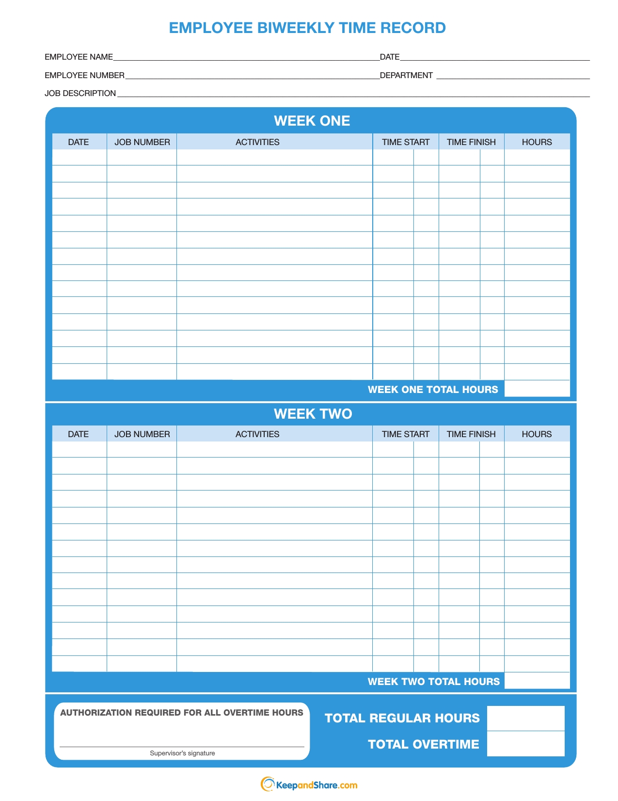 Printable Blank BiWeekly Employee Schedule