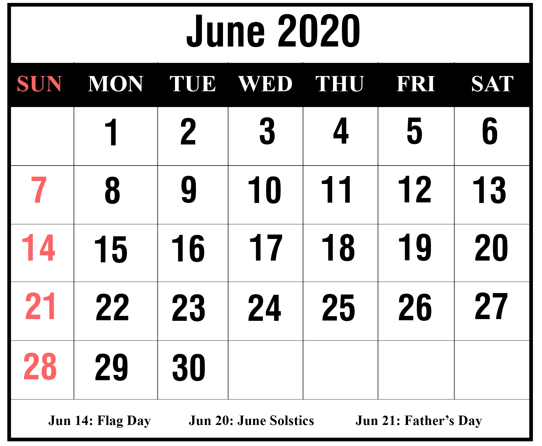 Download Free Blank June 2020 Printable Calendar [Pdf, Excel &amp; Word in Blank 2020 Calendars To Edit