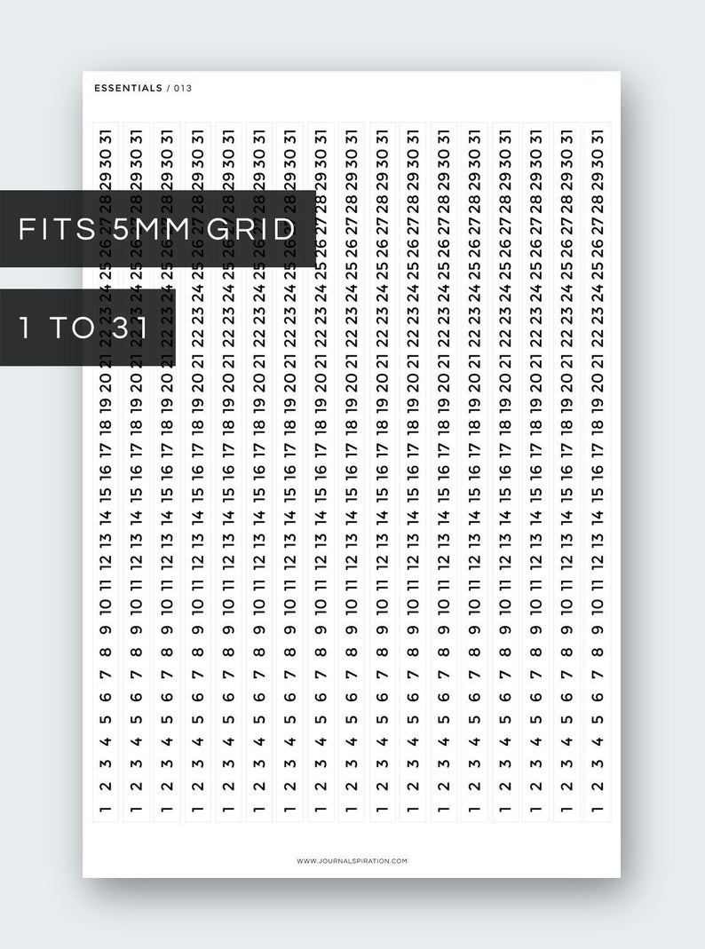 E013 Horizontal Numbers 1-31 Horizontal Timeline | Etsy regarding Free Printable Number Labels 1-31