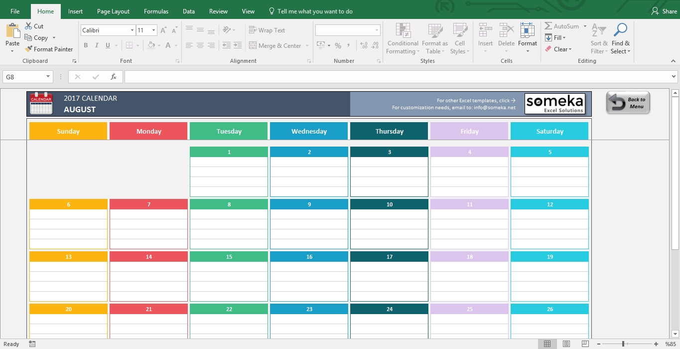 Excel Calendar Template 2019 - Free Printable Calendar inside Calendar Of Events Template Free