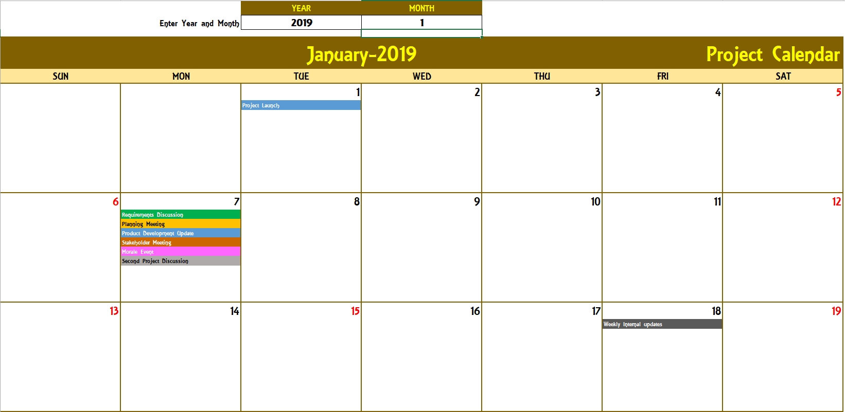 Excel Calendar Template - Excel Calendar 2019, 2020 Or Any Year regarding Samples Of Monthly Activity Calendar Templates And Designs