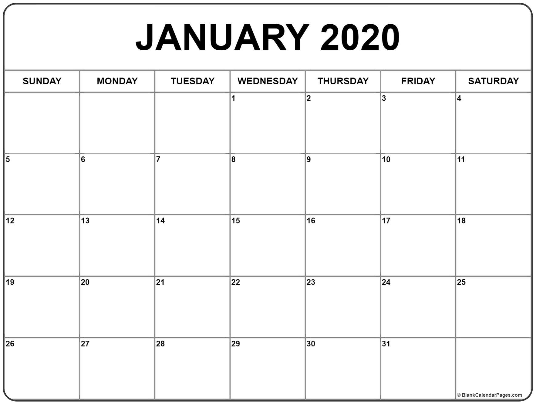 Extraordinary 2020 Calendar For January • Printable Blank Calendar regarding 2020 Printable Calendar By Month