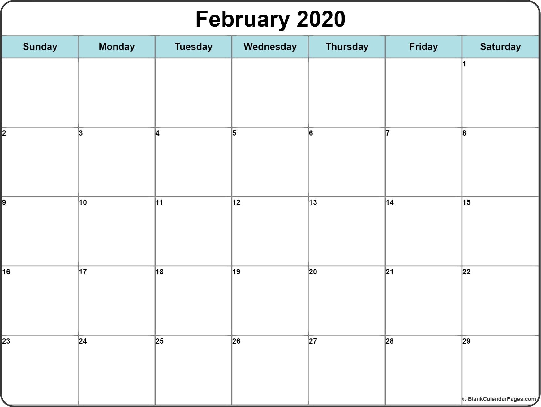 February 2020 Calendar | Free Printable Monthly Calendars inside 2020 Calander To Write On