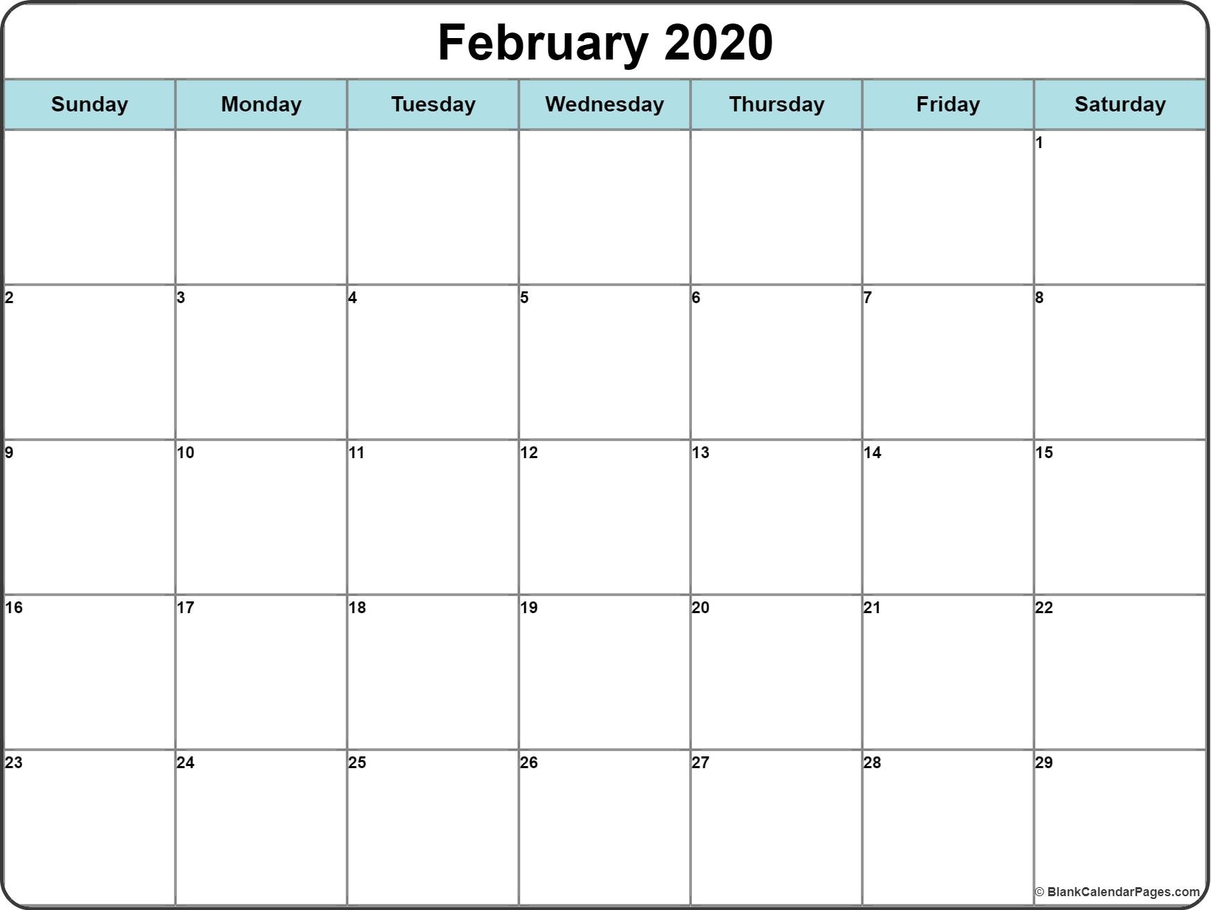 February 2020 Calendar | Free Printable Monthly Calendars throughout Maroon 5 Calendar 2020