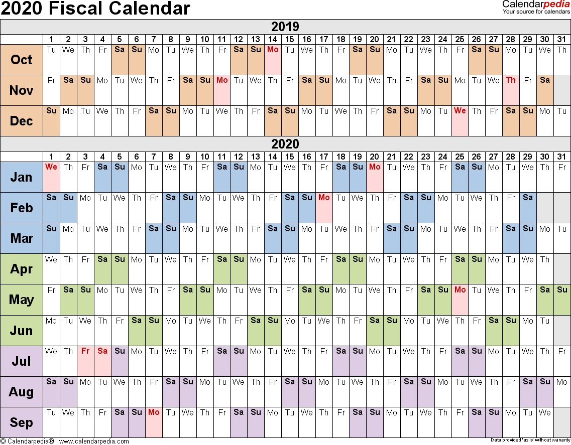 Fiscal Calendars 2020 As Free Printable Pdf Templates throughout Calendar With Special Days 2020