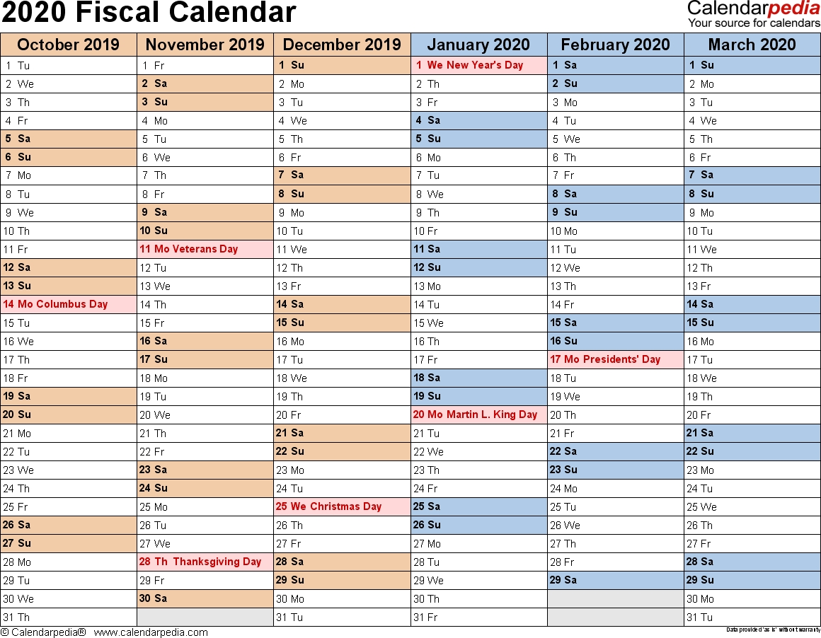 Fiscal Calendars 2020 As Free Printable Word Templates throughout 4-4-5 Calendar 2020