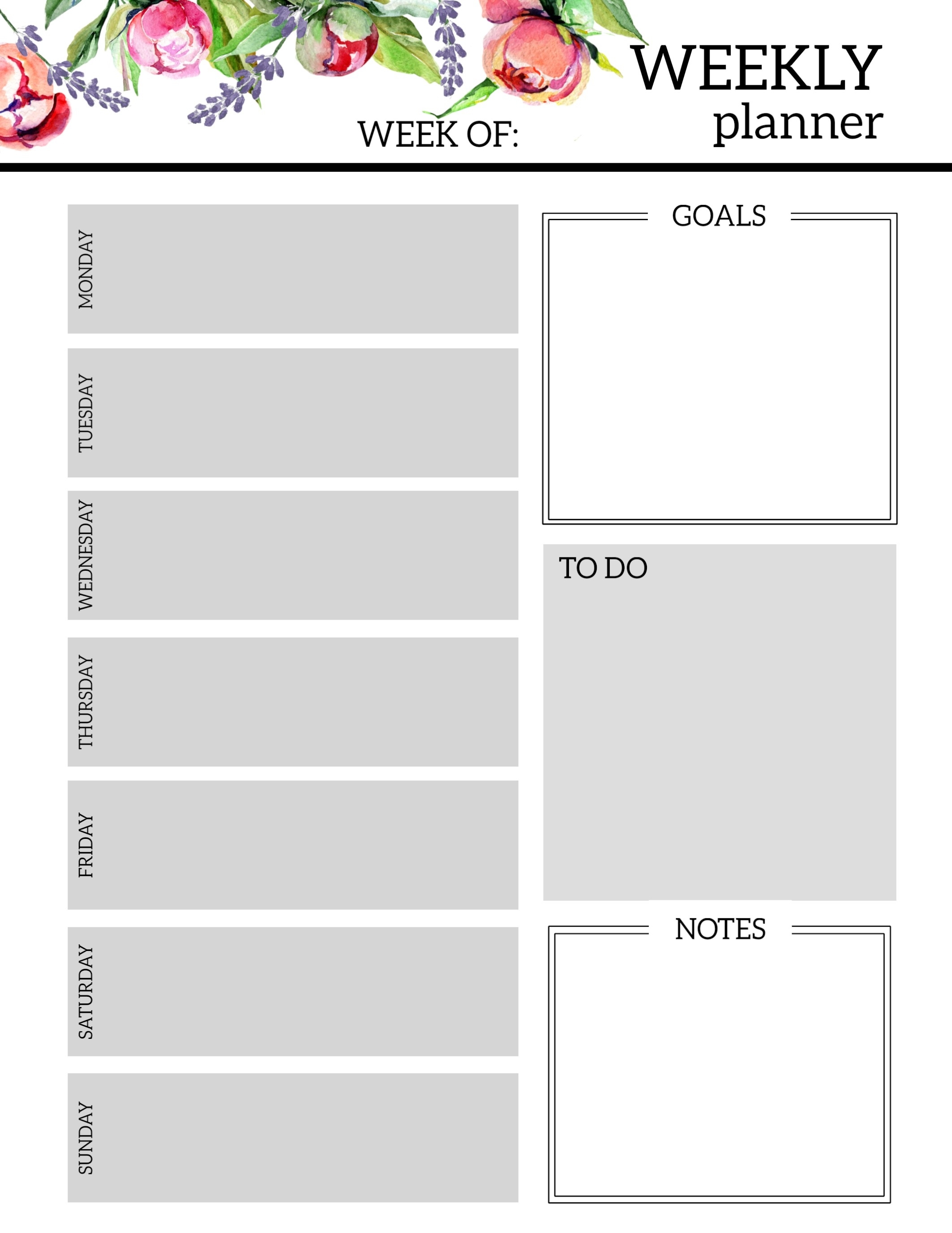 Floral Free Printable Weekly Planner Template - Paper Trail Design with Printable Schedule Template For Pages