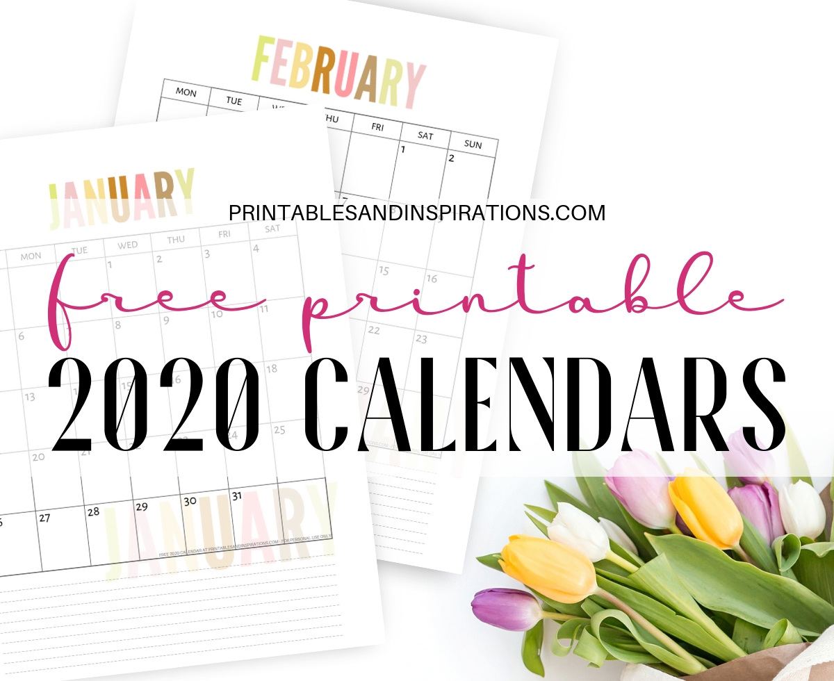 Free 2020 Calendar Printable Planner Pdf - Printables And Inspirations with regard to Writing Calendar For 2020