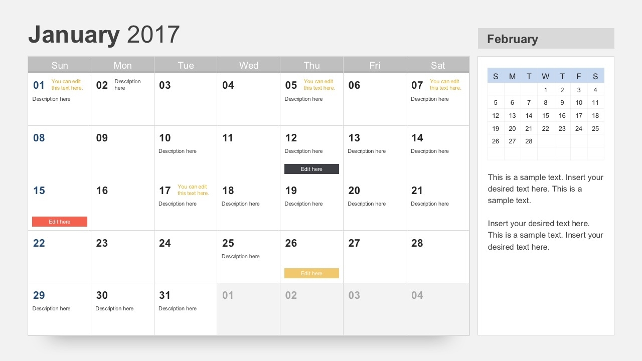 Free Calendar 2017 Template For Powerpoint throughout Free Printable Event Calendar Template