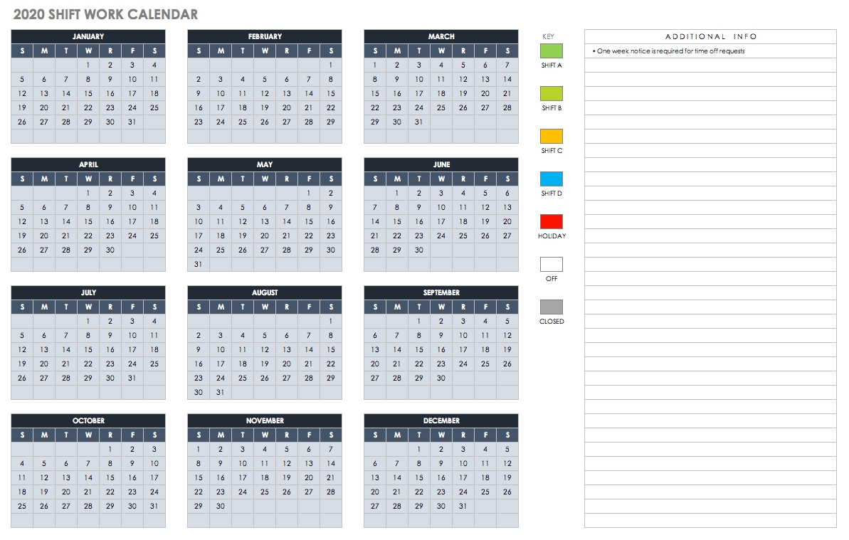 Free Excel Calendar Templates pertaining to Gant Chart Calendar Year In Weeks For 2020
