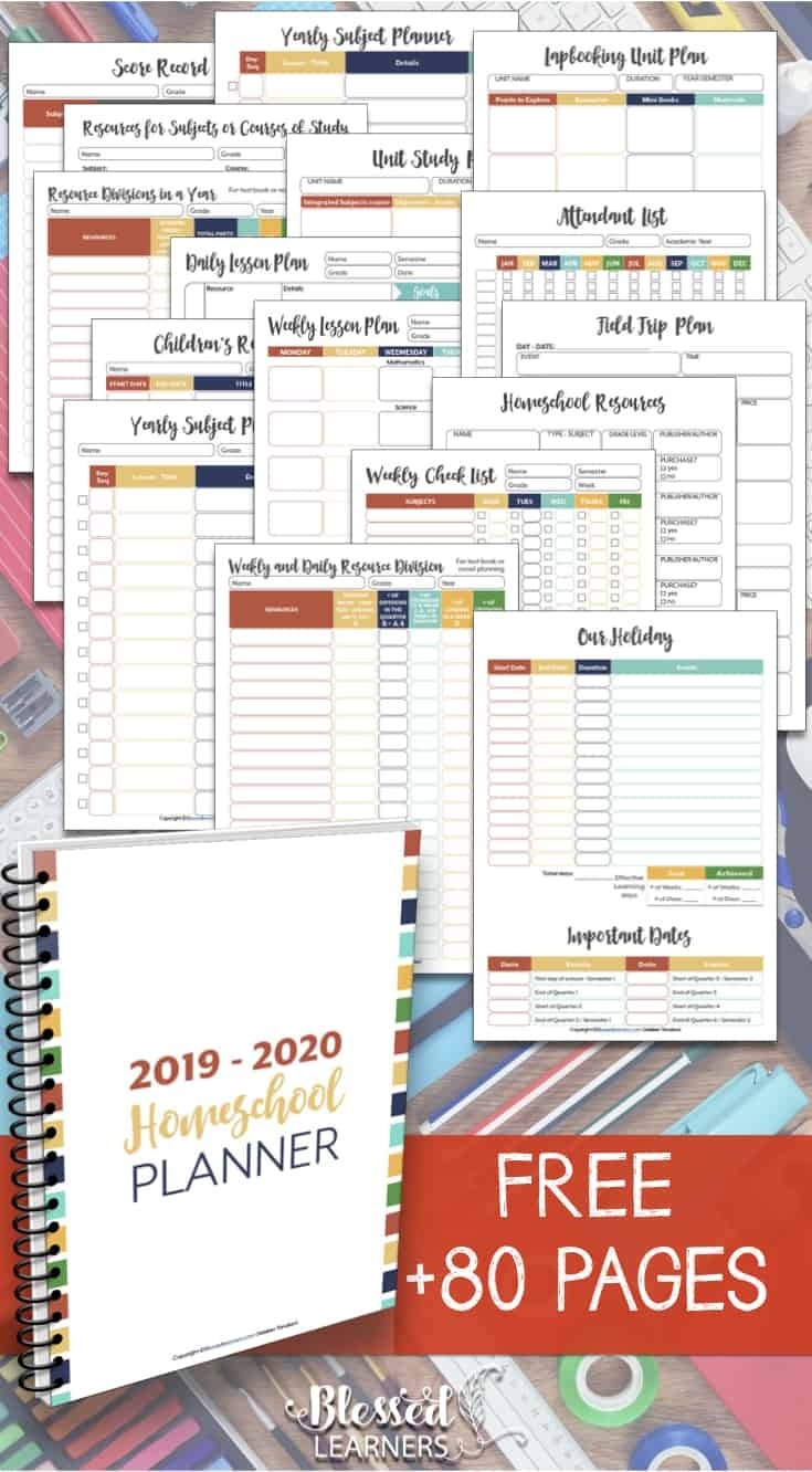 Free Homeschool Planner 2019 - 2020 - Blessed Learners with Free Printable Homeschool Calendar 2019-2020 Year At A Glance