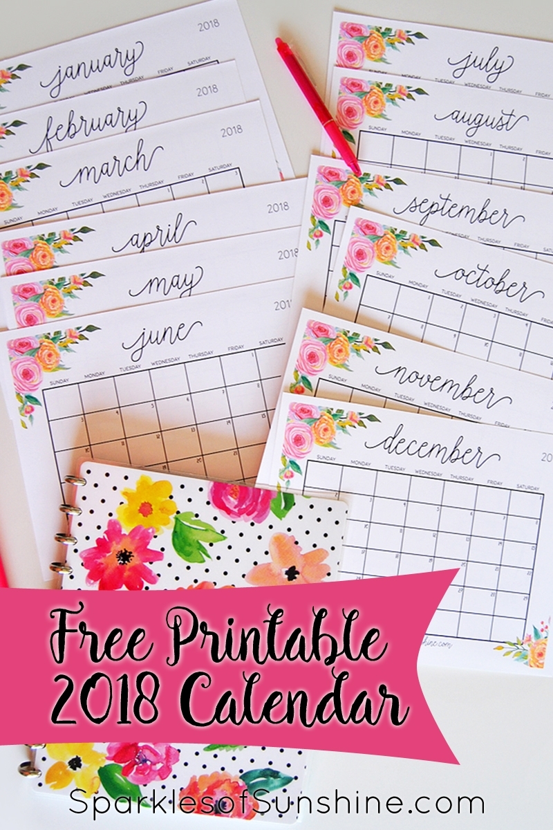 Free Printable 2018 Monthly Calendar With Weekly Planner - Sparkles with regard to Free Printable Weekly Planner Calendars
