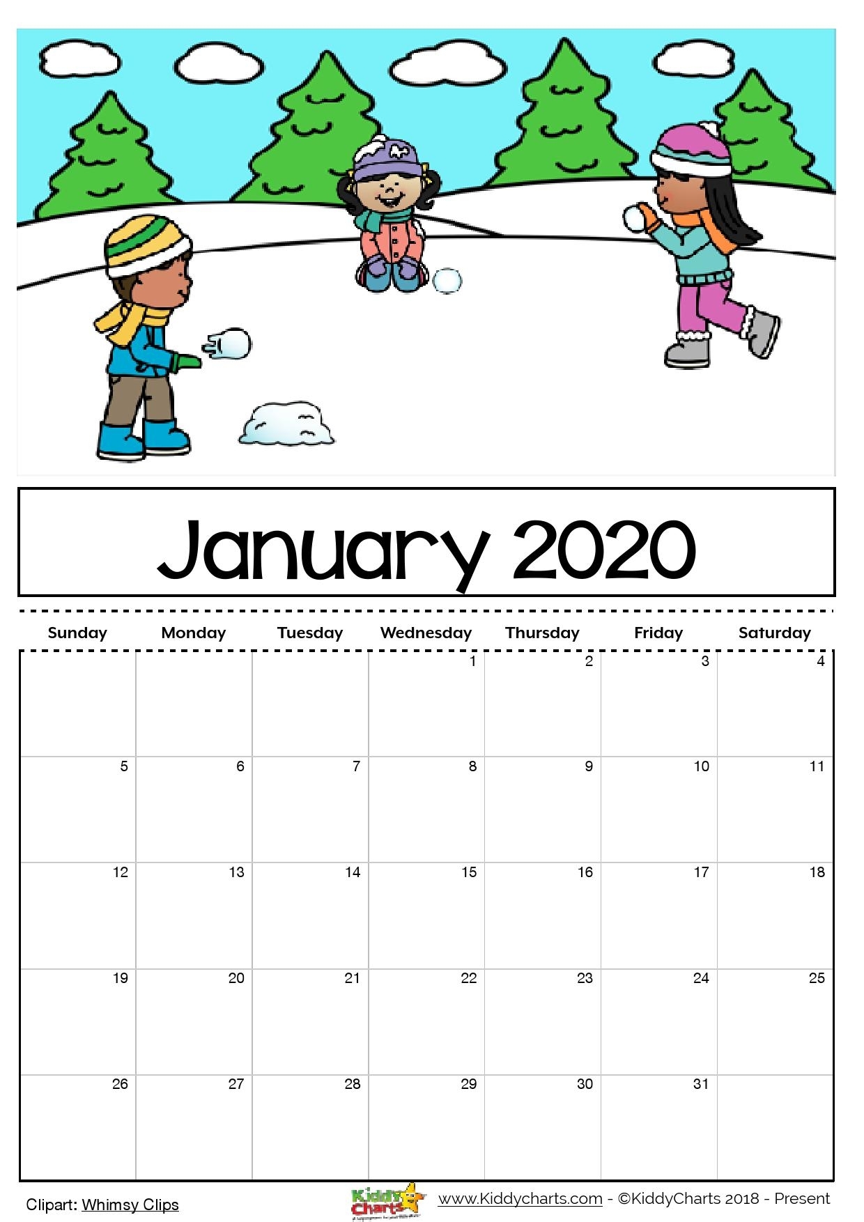 Free Printable 2020 Calendar For Kids, Including An Editable Version inside Printable Coloring Calendar 2019-2020