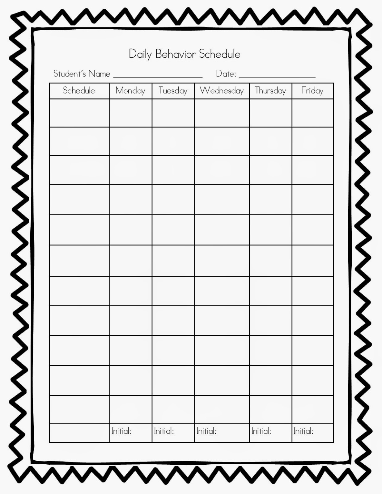 Free Printable Behavior Charts Pbis