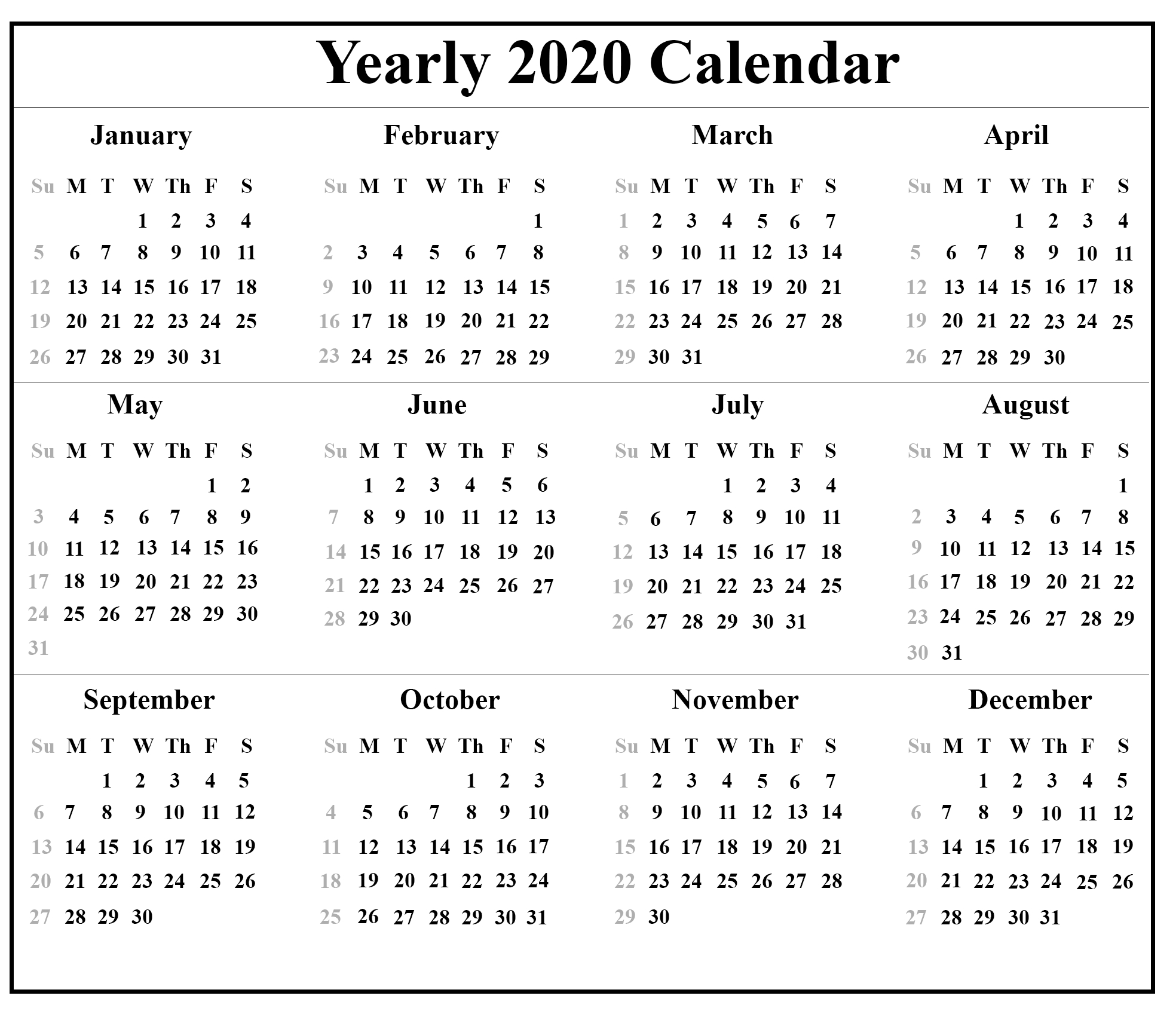 Free Printable Blank Singapore Calendar 2020 {Pdf, Excel &amp; Word regarding 2020 Calendar Printable Singapore