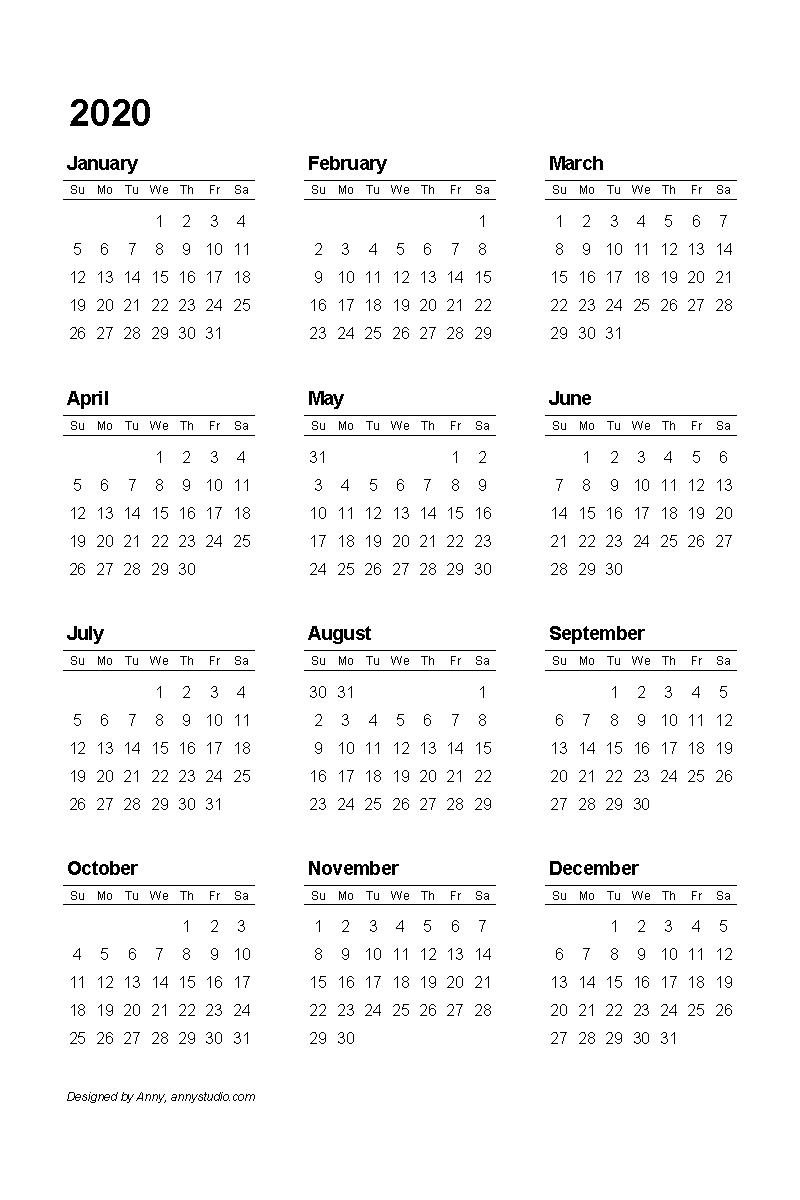 Free Printable Calendars And Planners 2019, 2020, 2021, 2022 intended for Large Print Free Printable Calendar 2020