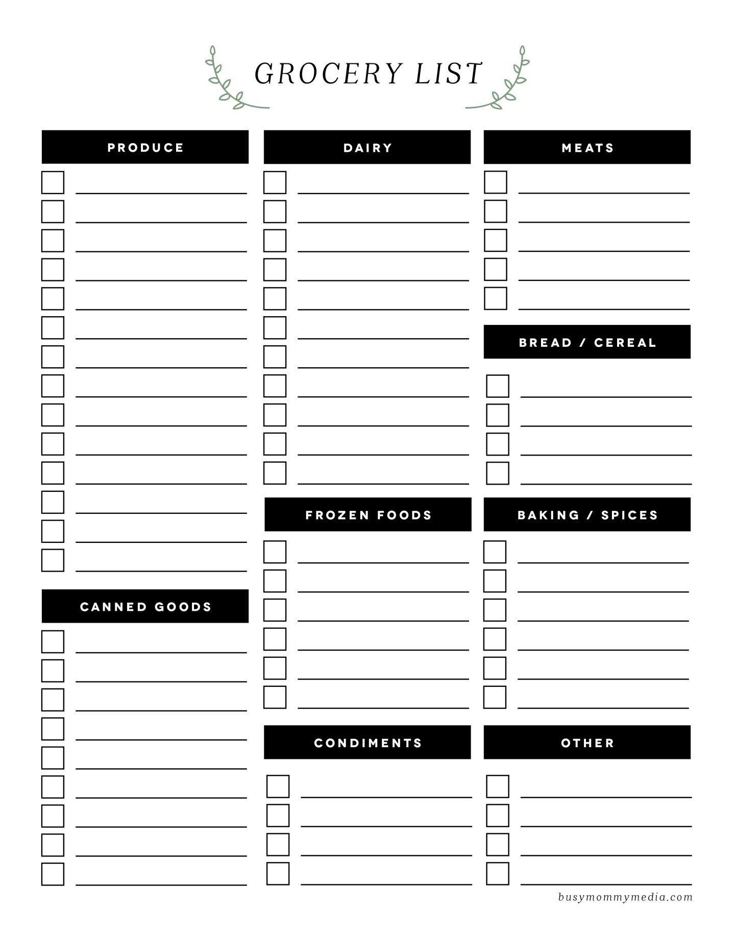 Free Printable Grocery List | Ogt Blogger Friends | Grocery List inside Blank Shopping List Template A4 Editable