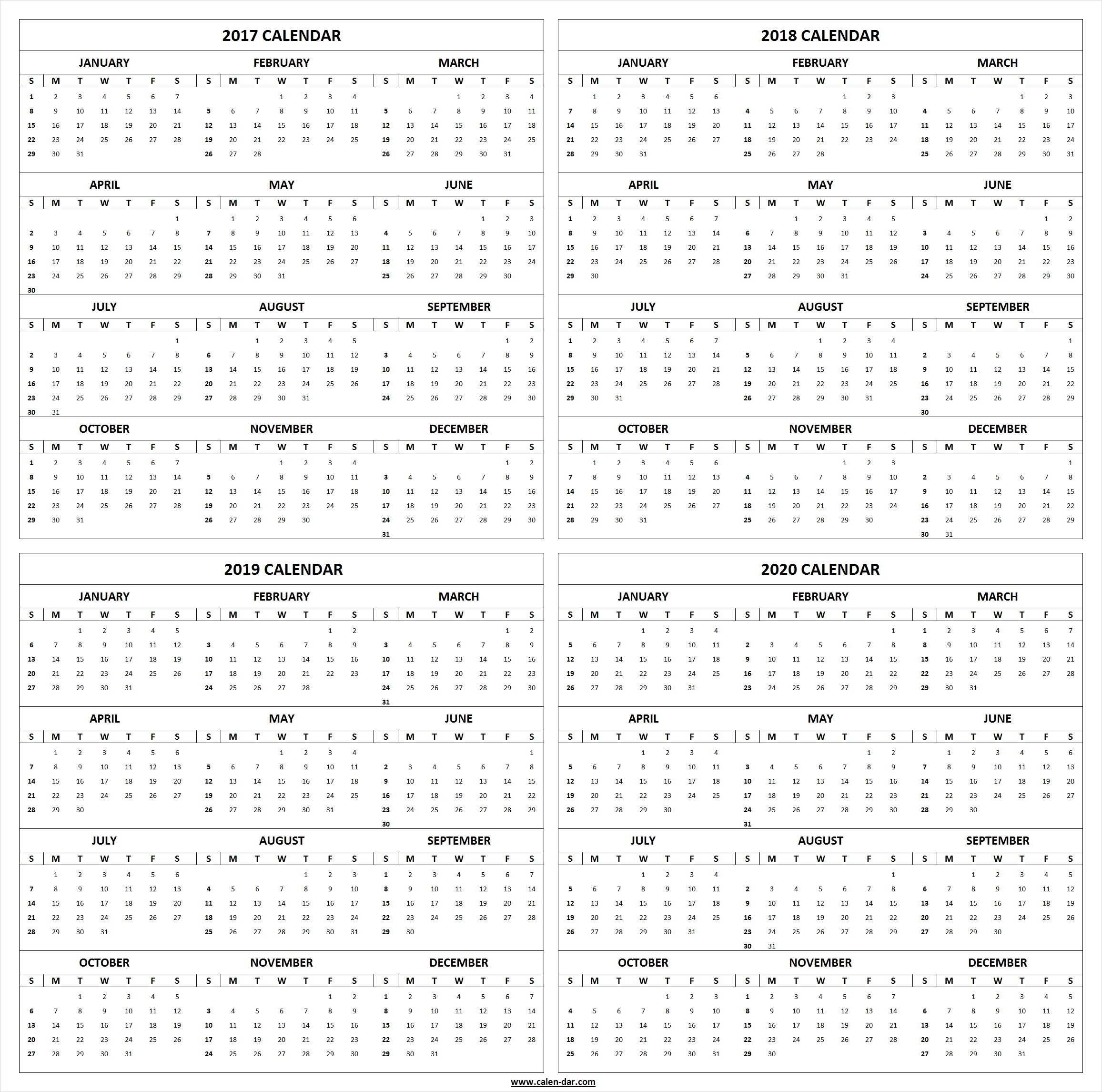 Get Free Blank Printable 2017 2018 2019 2020 Calendar Template pertaining to 2020 Annual Calendar Blank