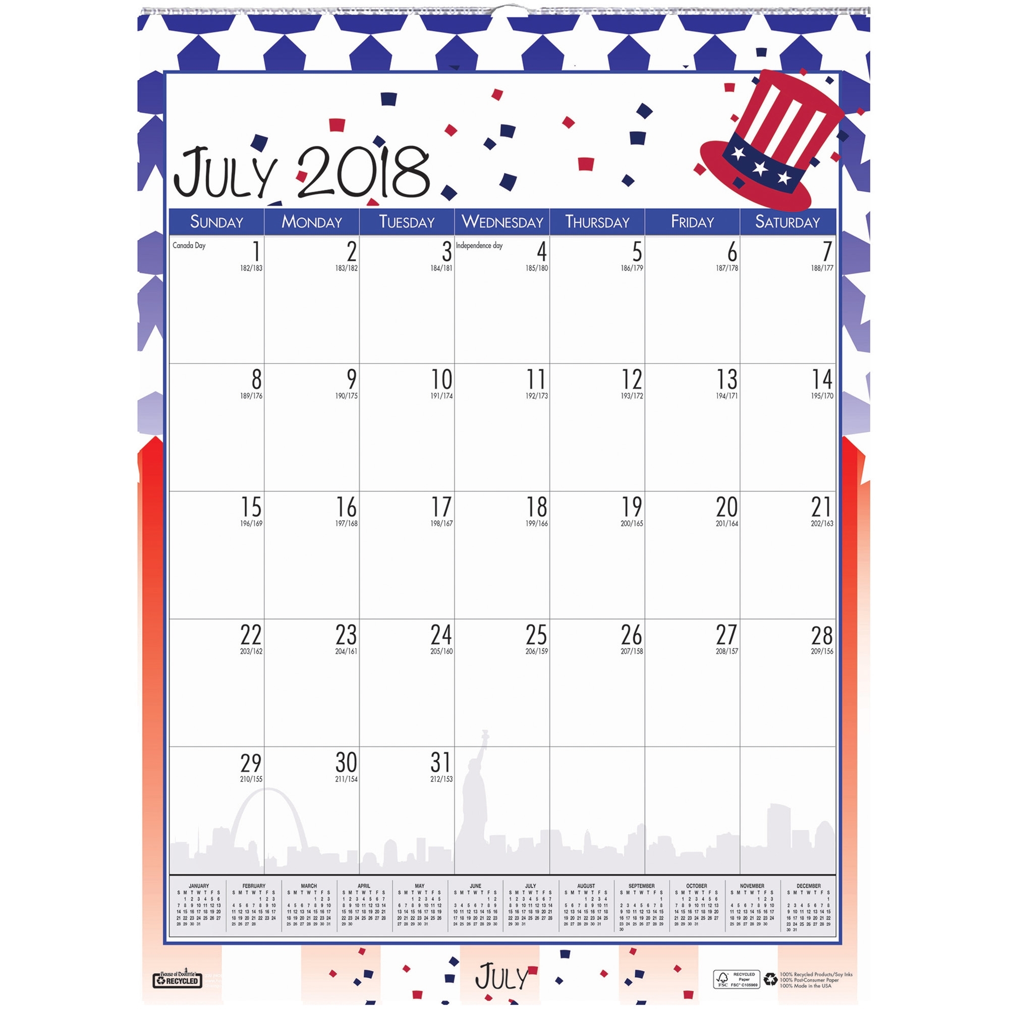 House Of Doolittle Seasonal Academic Monthly Wall Calendar - Academic - Yes  - Monthly - 1 Year - July 2019 Till June 2020 - 1 Month Single Page Layout throughout Calendar July 2019 - June 2020