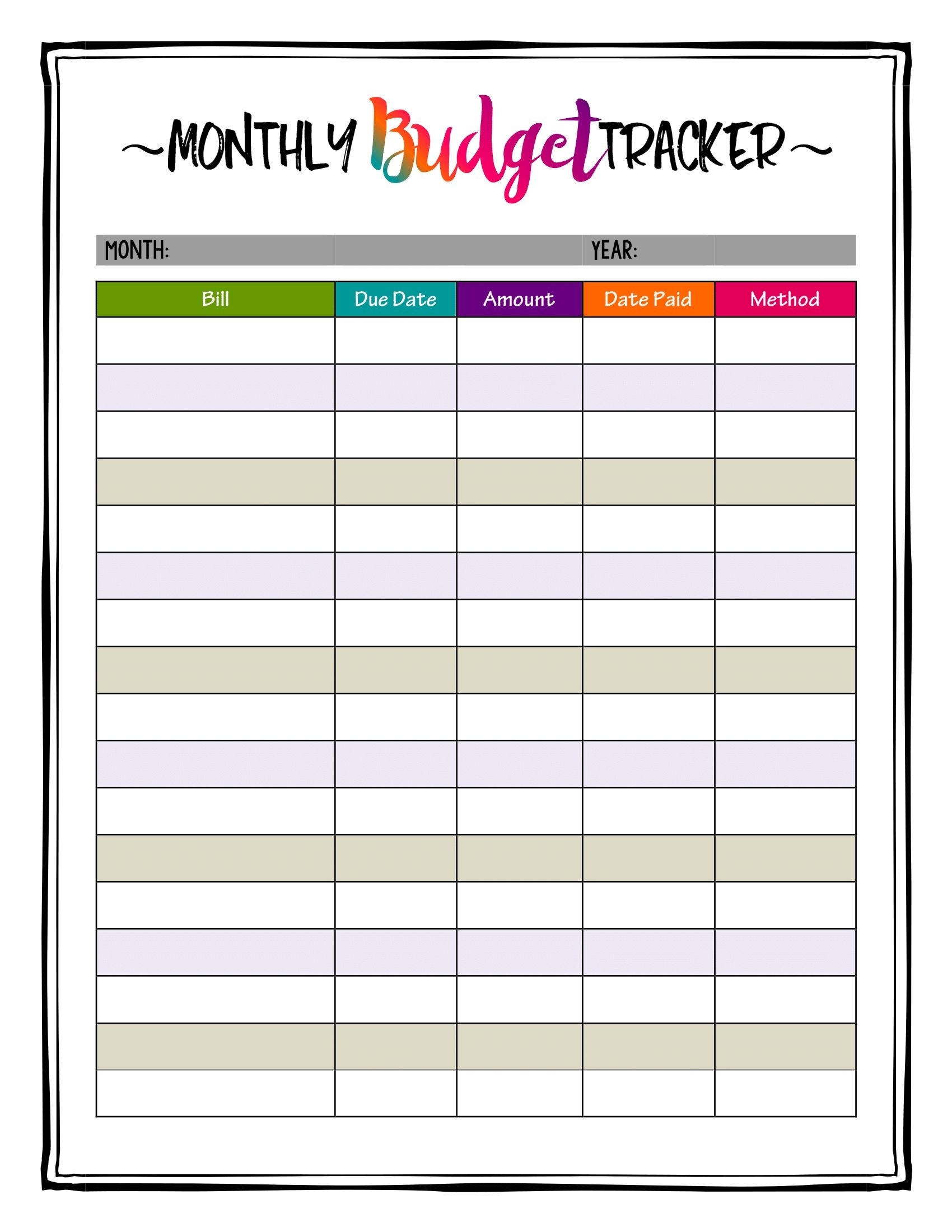 How To Organize Bills! Super Bright Budget Tracker Makes Keeping A for Printable Bill Payment Month Year