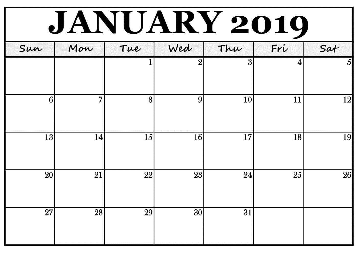 January 2019 Calendar Reminders Free Template | January 2019 with regard to Free Printable 2020 Waterproof Calendars