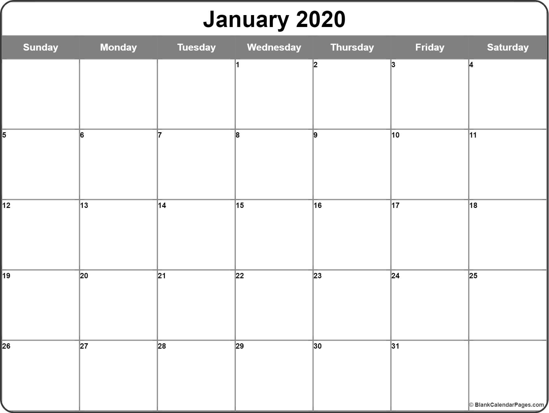 January 2020 Calendar | Free Printable Monthly Calendars for 2020 Printable Calender Imom