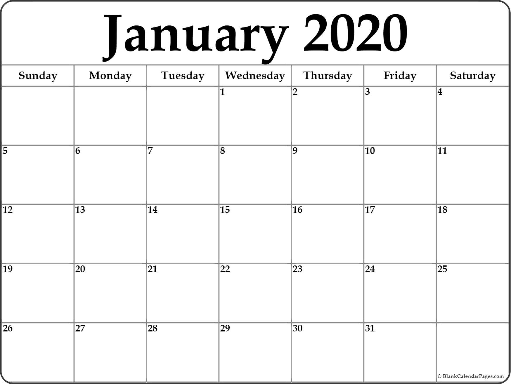 January 2020 Calendar | Free Printable Monthly Calendars pertaining to 2020 Imom Calendar Printable