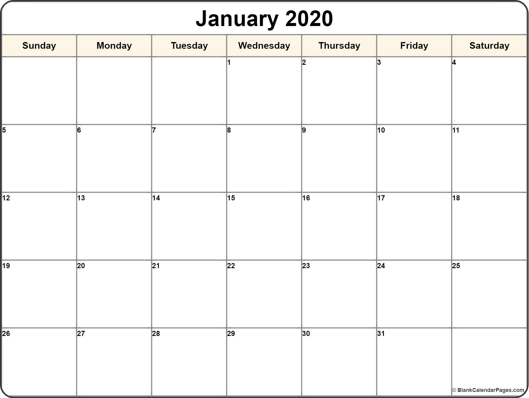 January 2020 Calendar | Free Printable Monthly Calendars throughout 2020 Printable Calender Imom