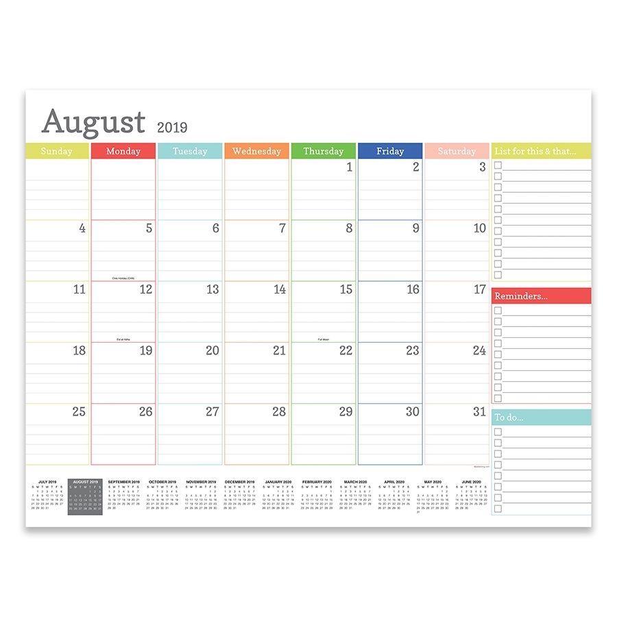 July 2019 - June 2020 Rainbow Blocks Large Desk Pad Monthly Calendar in Calendar July 2019-June 2020