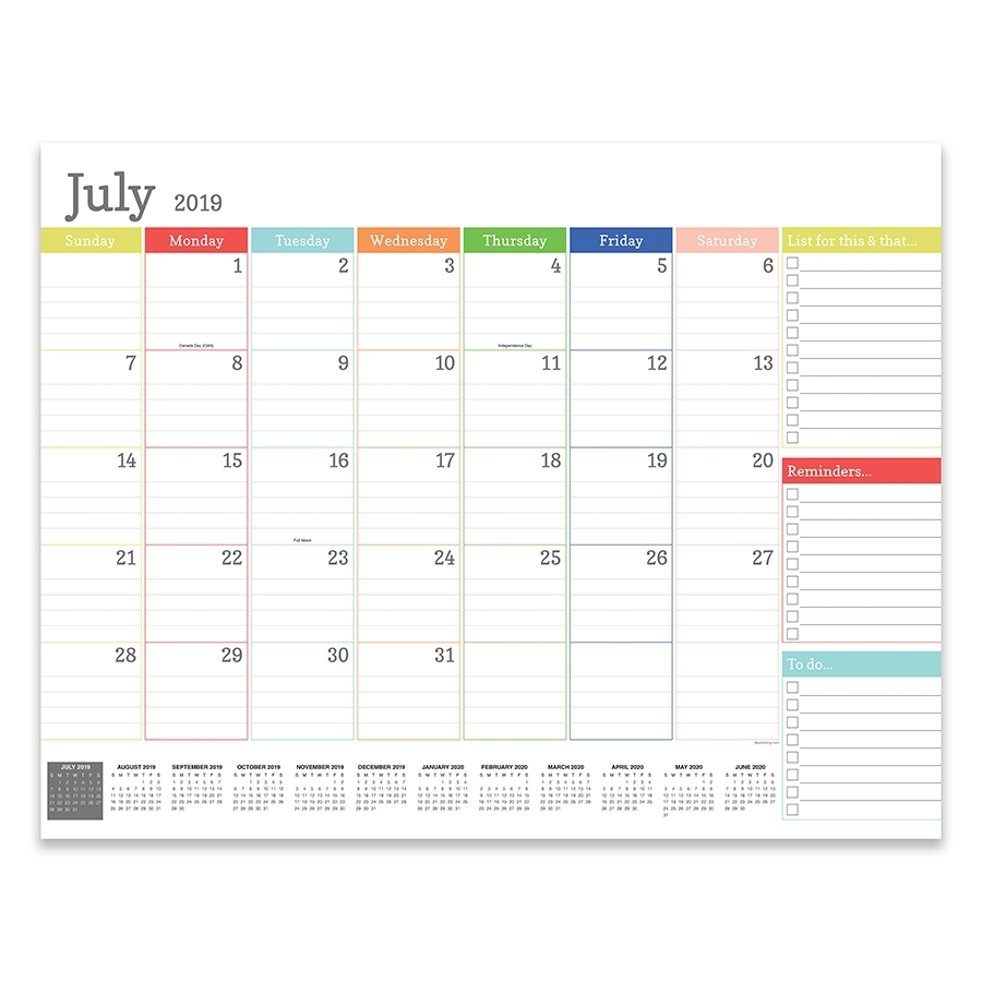 July 2019 - June 2020 Rainbow Blocks Large Desk Pad Monthly Calendar intended for July 2019 June 2020 Calendar