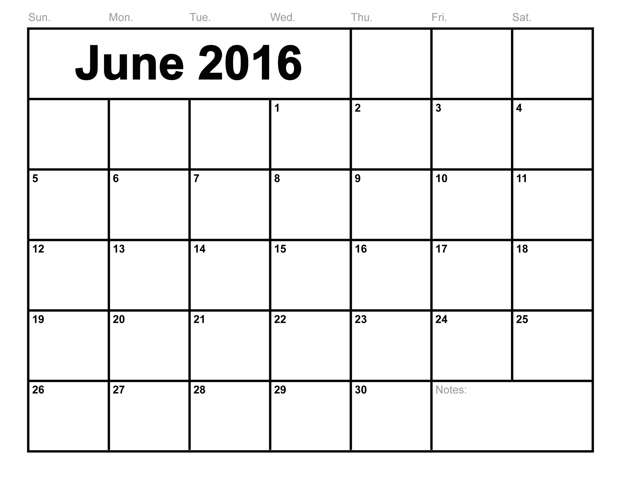 June-2016-Calendar-Printable-Free-Blank-Calendar-2016-Monthly throughout Free Blank Calendars By Month