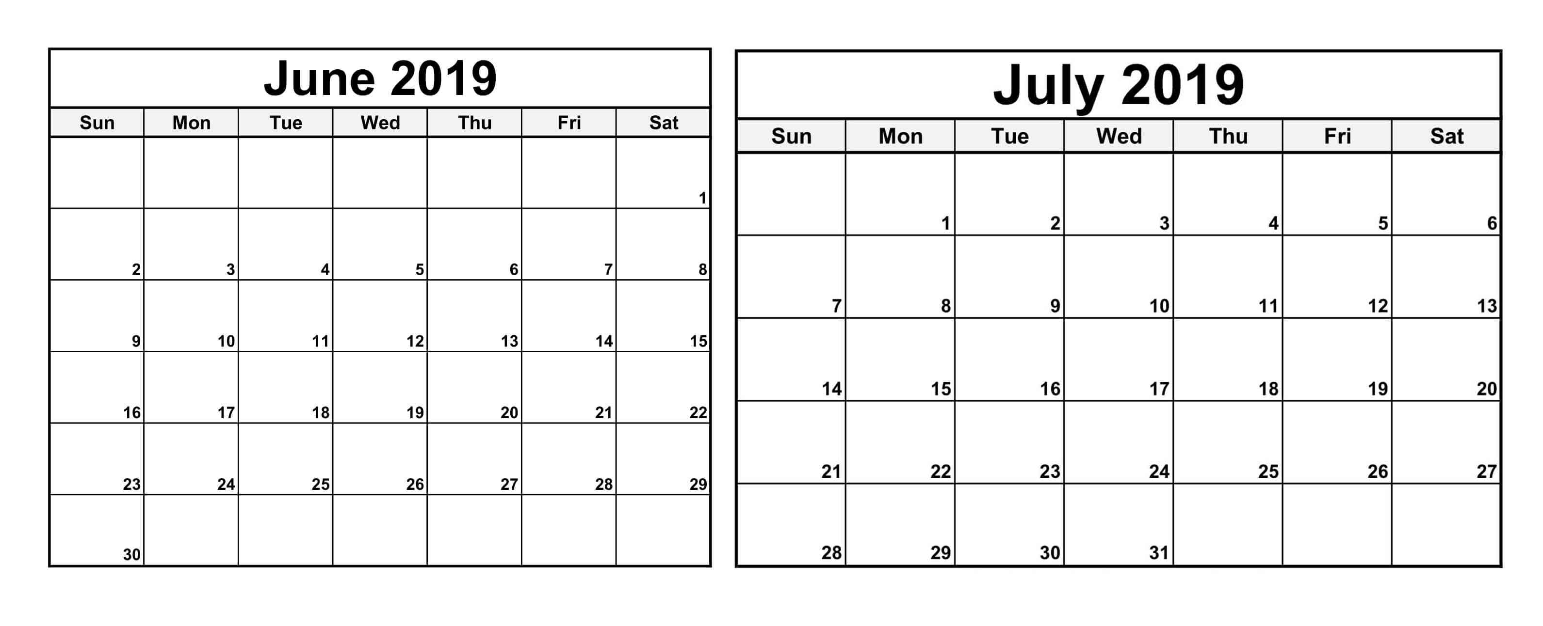 June July 2019 Calendar With Holiday – Magic Calendar 2019 Printable within Calendar For June July