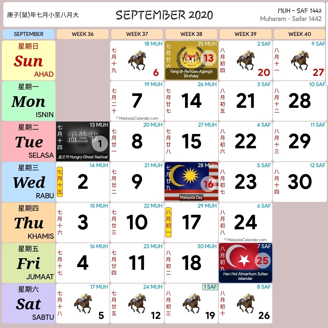 Kalendar 2020 Dan Cuti Sekolah 2020 - Rancang Percutian Anda pertaining to Calendar 2020 Kuda