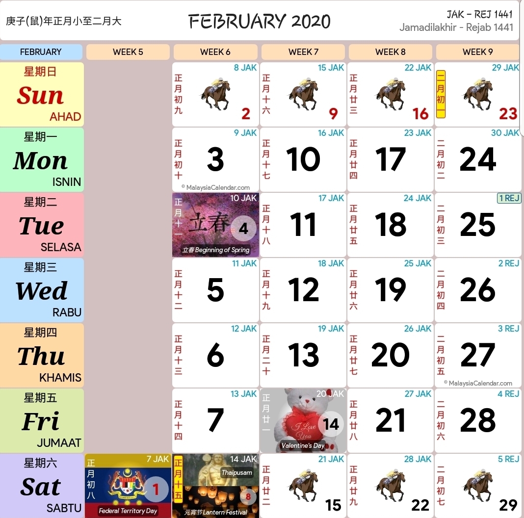 Kalendar 2020 Dan Cuti Sekolah 2020 - Rancang Percutian Anda within Calendar 2020 Malaysia Kuda